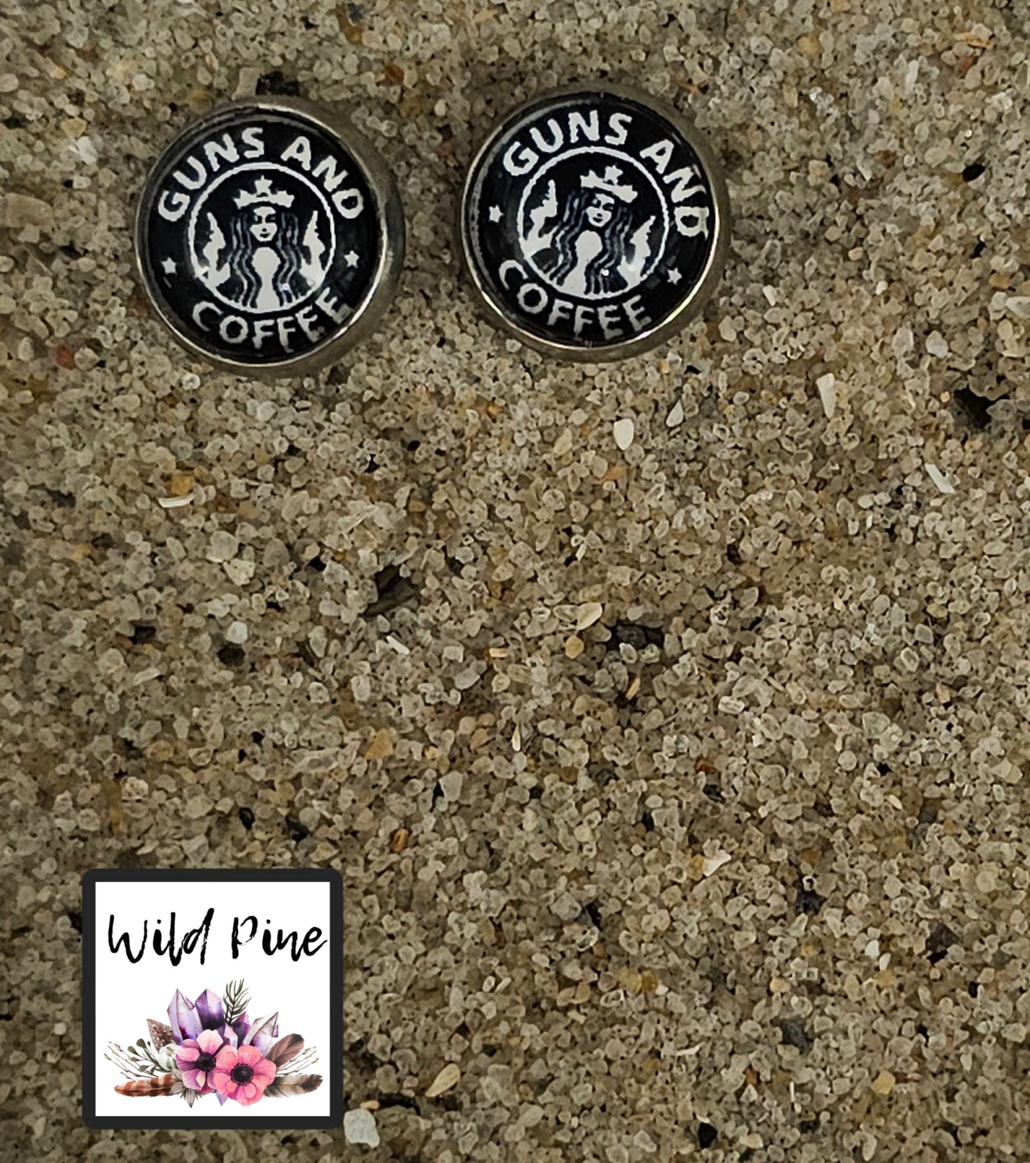 G**** & COFFEE 10MM STUD EARRINGS