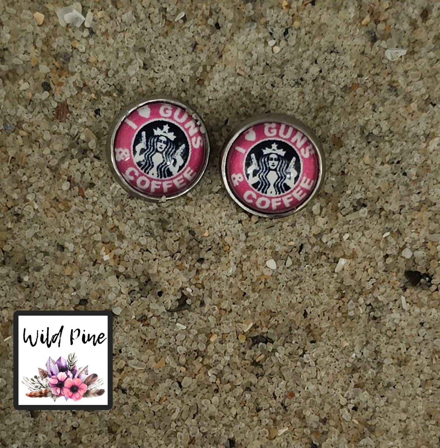 I Love G*** & Coffee 10MM STUD EARRINGS