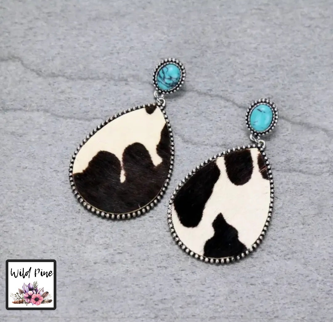 Water Drop Cow DANGLE EARRINGS