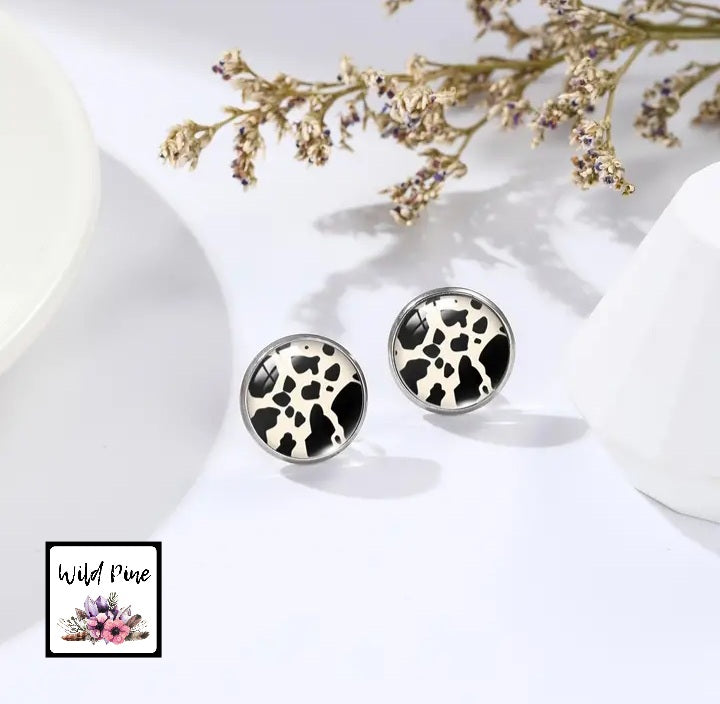 Cow Print Stud Earrings