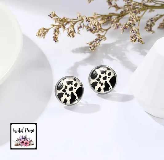Cow Print Stud Earrings